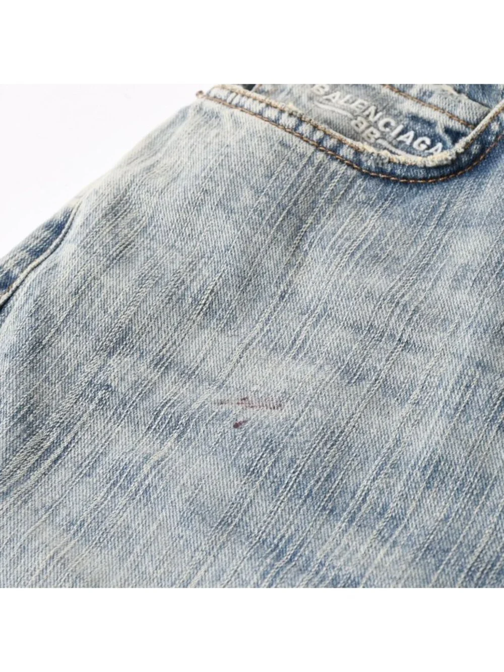 Balenciaga Baggy Wide Leg Denim Pants Indigo Blue Jeans Blanc